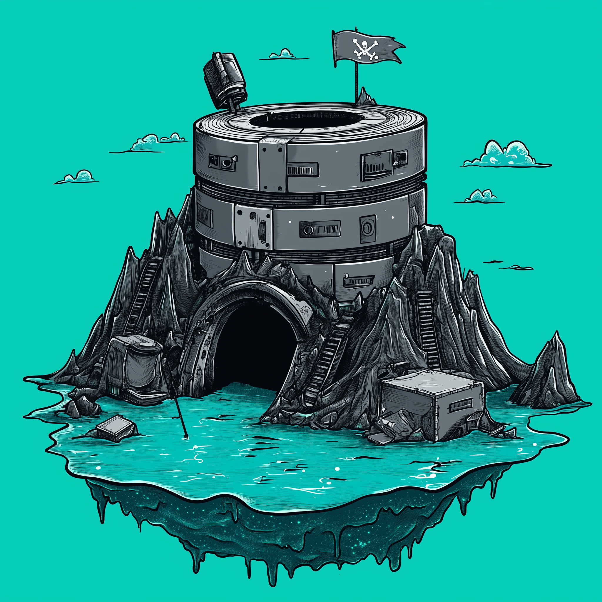 funny pirate theme on turquoise background